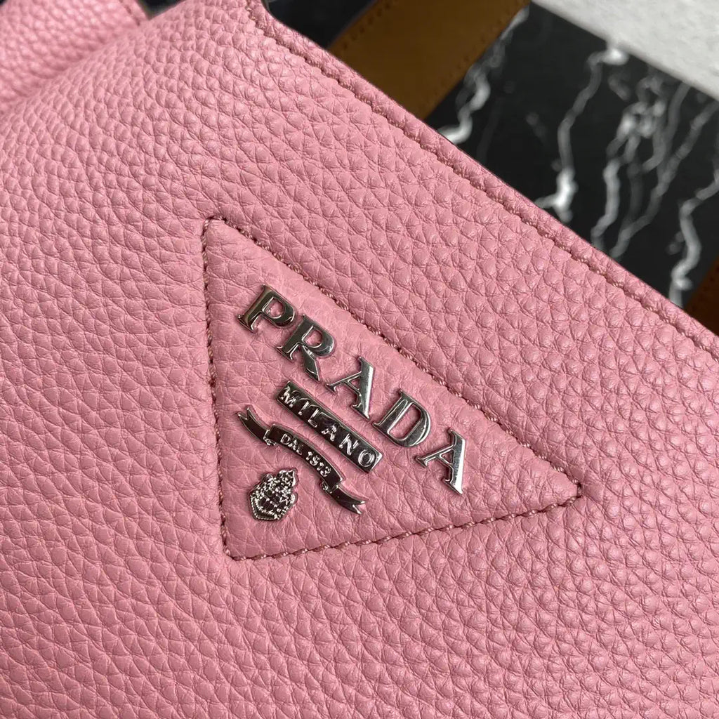 Prada 1BG335 Small leather tote bag Pink Silver