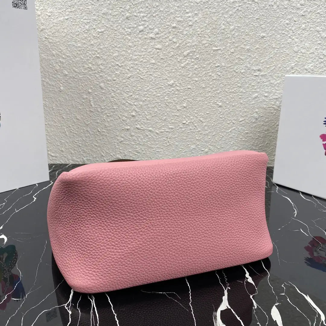 Prada 1BG335 Small leather tote bag Pink Silver