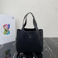 Prada 1BG335 Small leather tote bag Black Silver
