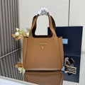 Prada 1BG335 Tote Leather Bucket Handbag Brown - Default Title - View 1