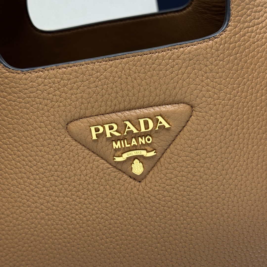 Prada 1BG335 Tote Leather Bucket Handbag Brown