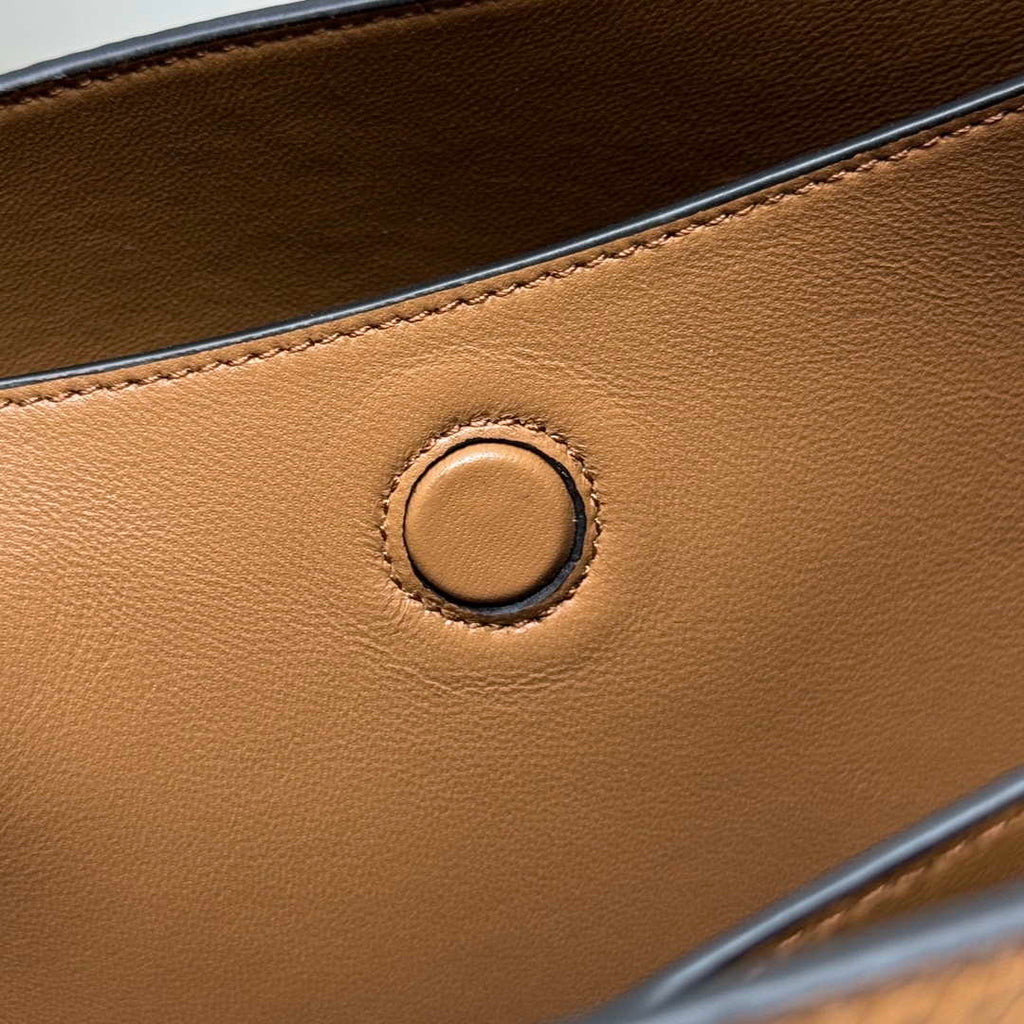 Prada 1BG335 Tote Leather Bucket Handbag Brown