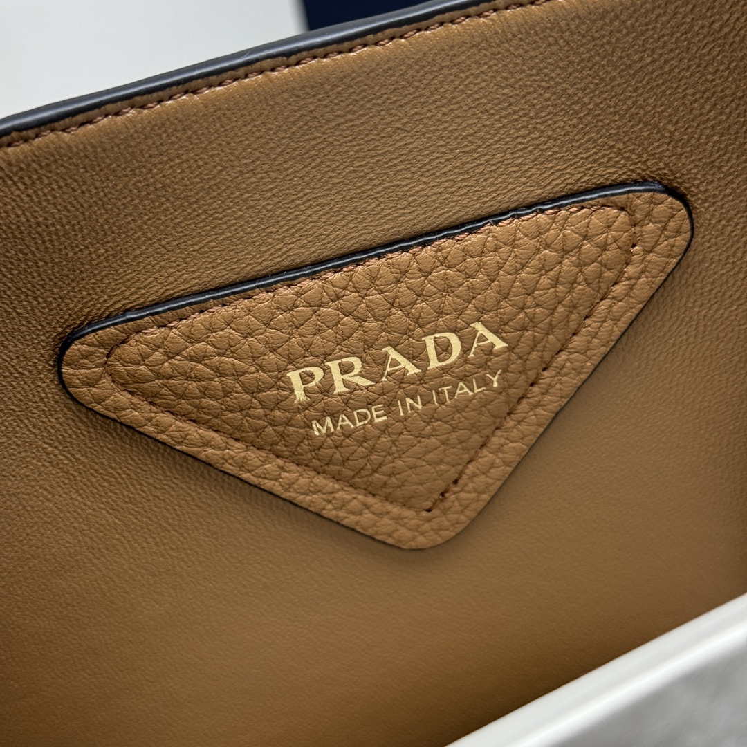 Prada 1BG335 Tote Leather Bucket Handbag Brown