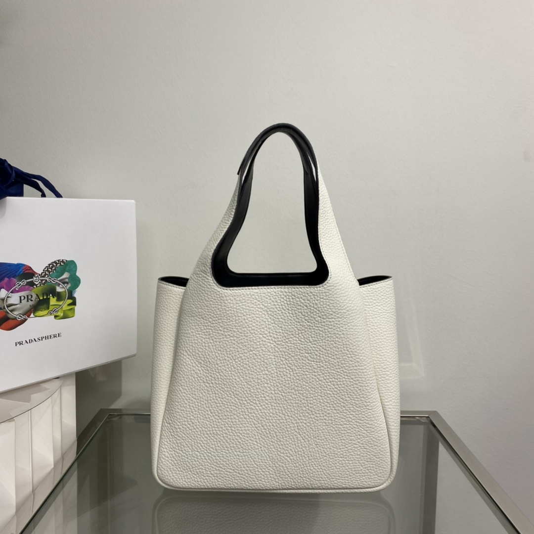Prada 1BG335 Tote Leather Bucket Handbag White - Default Title - View 4