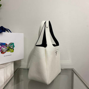 Prada 1BG335 Tote Leather Bucket Handbag White - Default Title - View 5