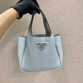 Prada 1BG335 Tote Leather Bucket Handbag Light Blue - Default Title - View 1