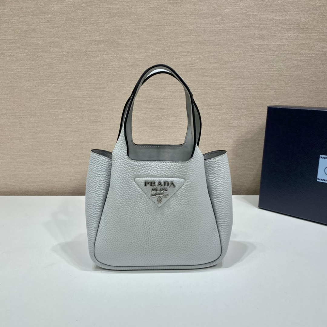 Prada 1BG335 Tote Leather Bucket Handbag Light Blue - Default Title - View 2