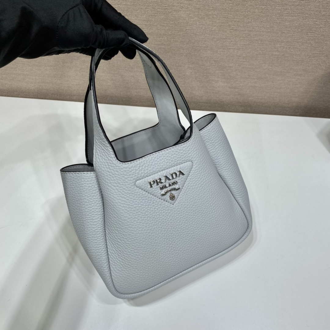 Prada 1BG335 Tote Leather Bucket Handbag Light Blue - Default Title - View 3