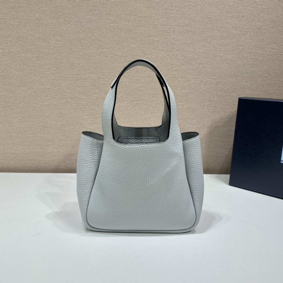 Prada 1BG335 Tote Leather Bucket Handbag Light Blue