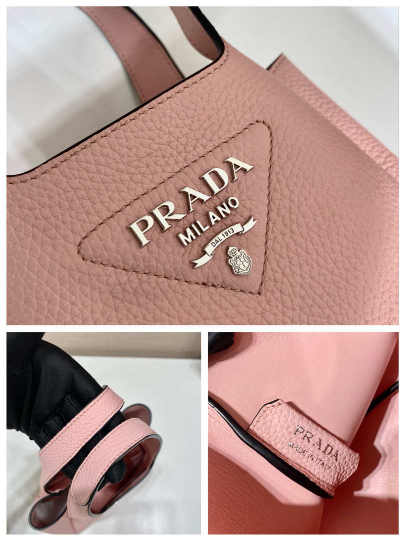 Prada 1BG335 Tote Leather Bucket Handbag Pink - Default Title - View 9