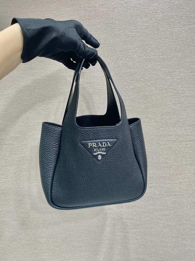 Prada 1BG335 Tote Leather Bucket Handbag Black - Default Title - View 1