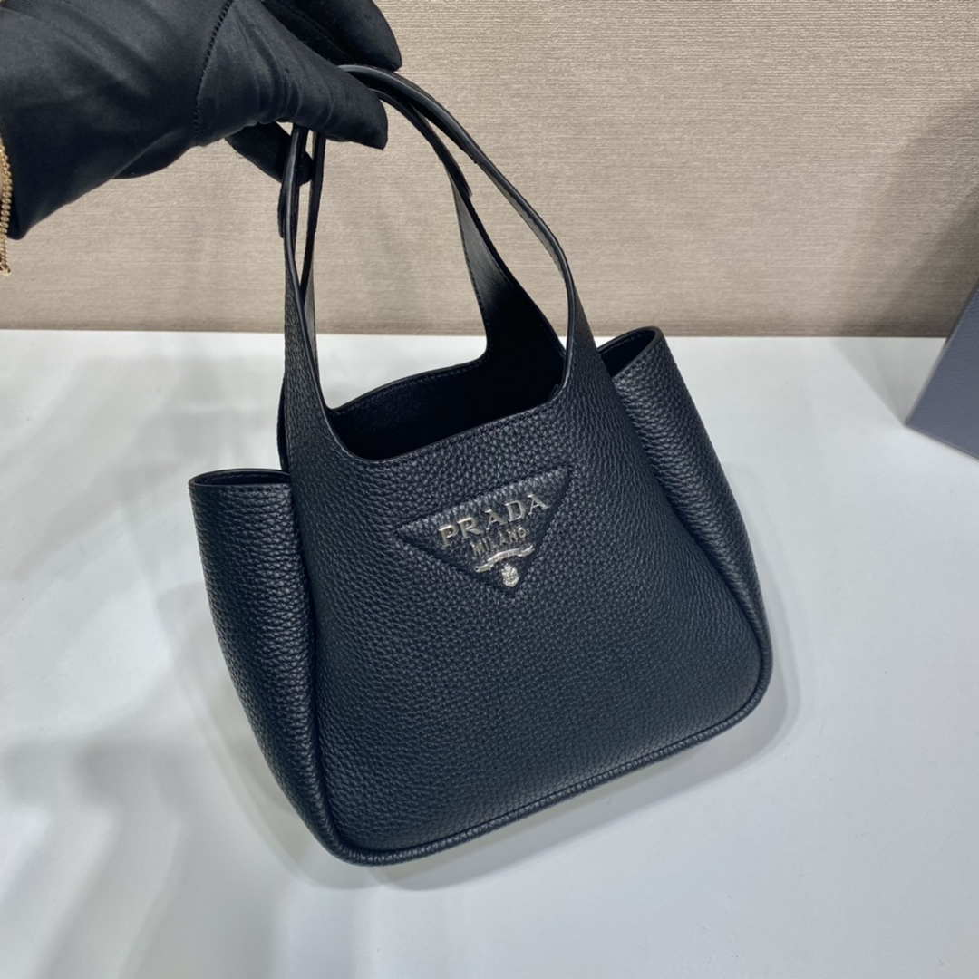 Prada 1BG335 Tote Leather Bucket Handbag Black - Default Title - View 3