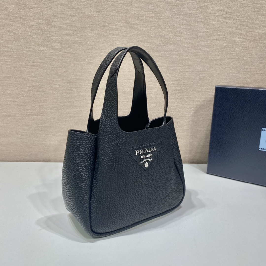 Prada 1BG335 Tote Leather Bucket Handbag Black - Default Title - View 4
