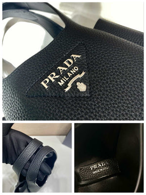 Prada 1BG335 Tote Leather Bucket Handbag Black - Default Title - View 9