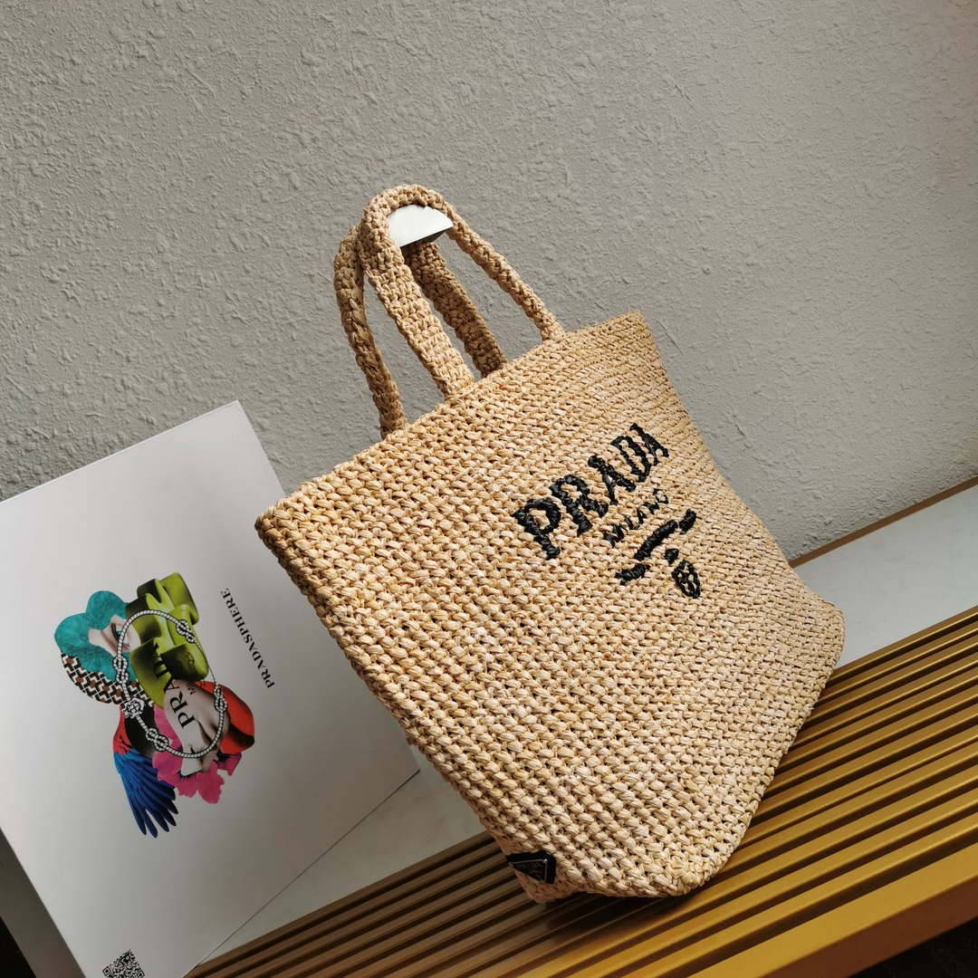 Prada 1BG392 Large Crochet tote bag Apricot