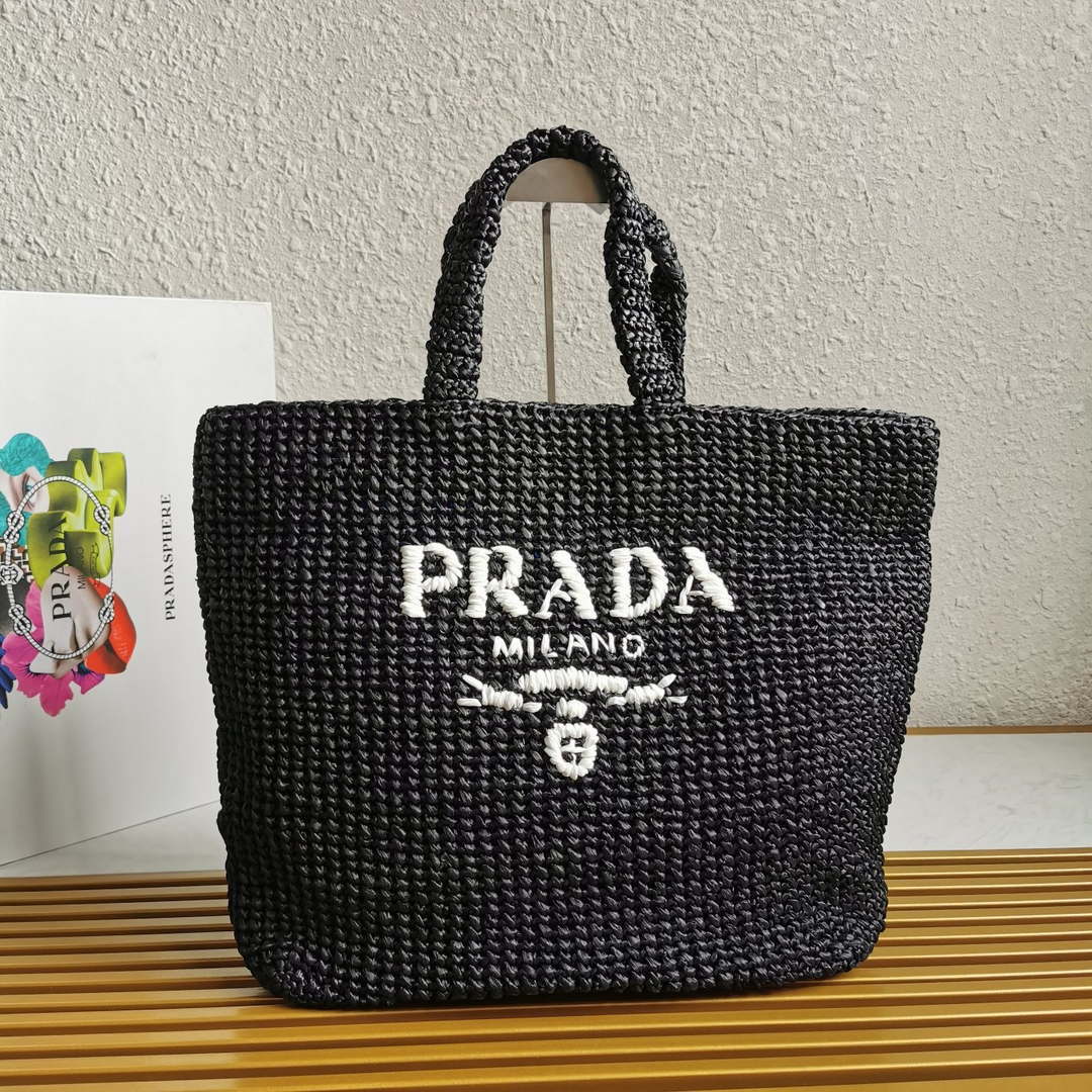 Prada 1BG392 Large Crochet tote bag Black - Default Title - View 1