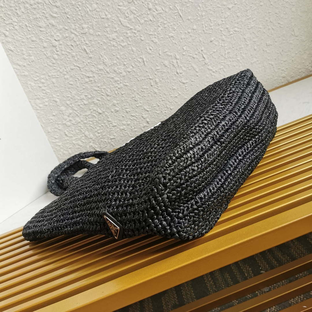 Prada 1BG392 Large Crochet tote bag Black