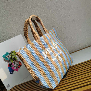 Prada 1BG392 Large Crochet tote bag Nature With Blue - Default Title - View 4