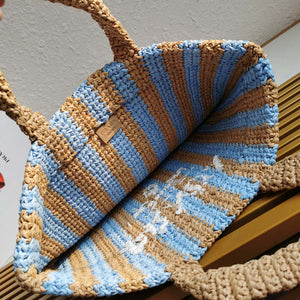 Prada 1BG392 Large Crochet tote bag Nature With Blue - Default Title - View 8