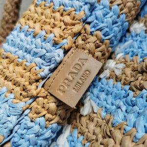 Prada 1BG392 Large Crochet tote bag Nature With Blue - Default Title - View 9