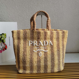 Prada 1BG392 Large Crochet tote bag Nature With Brown - Default Title - View 1