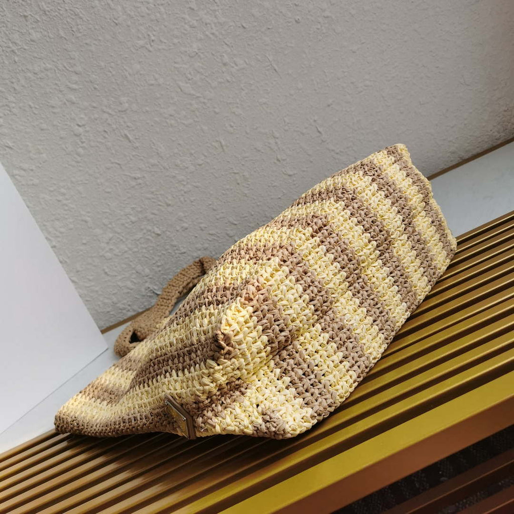 Prada 1BG392 Large Crochet tote bag Nature With Brown