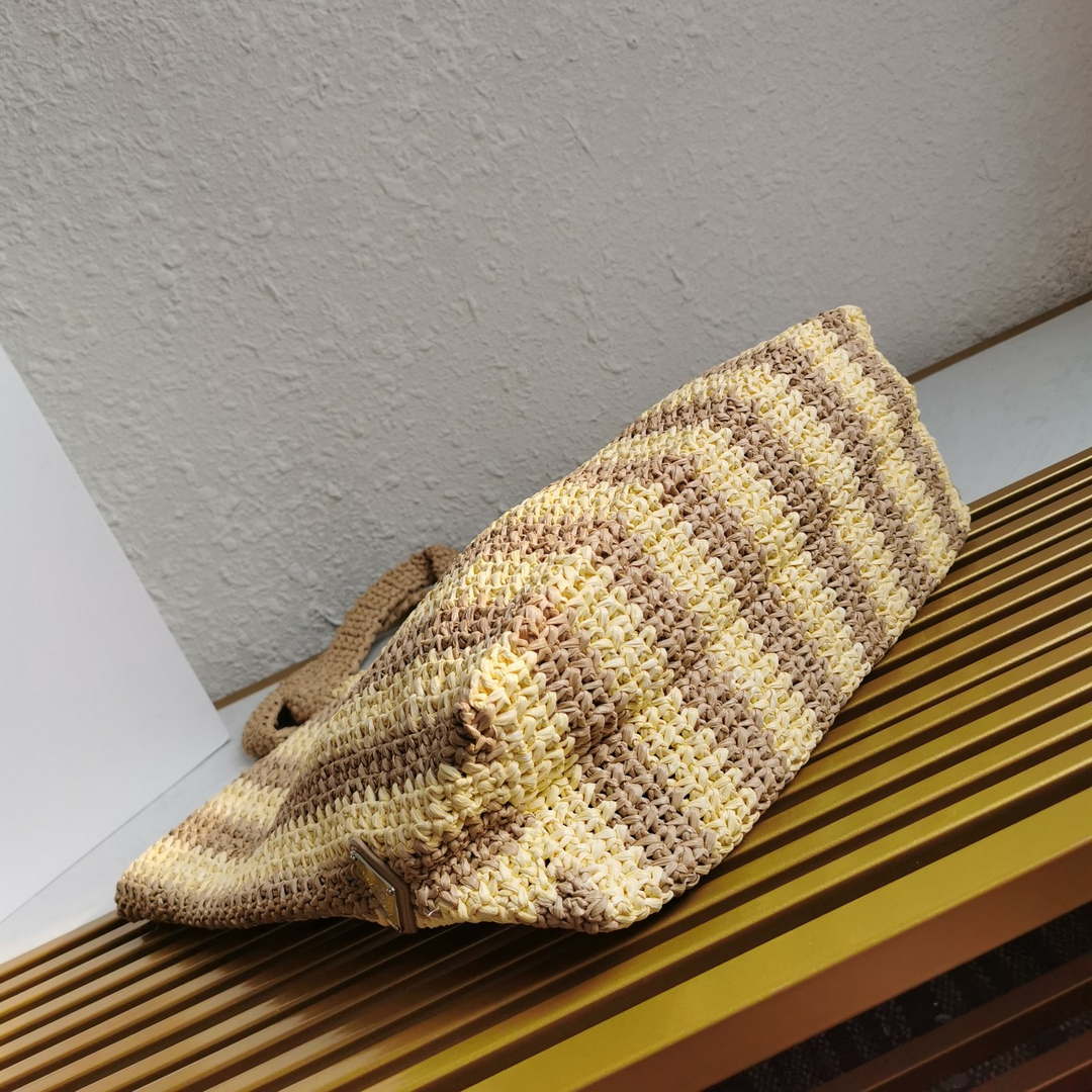 Prada 1BG392 Large Crochet tote bag Nature With Brown