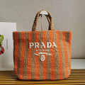 Prada 1BG392 Large Crochet tote bag Nature With Orange - Default Title - View 1