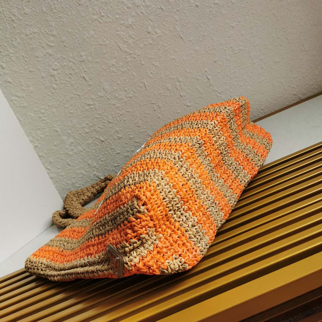 Prada 1BG392 Large Crochet tote bag Nature With Orange - Default Title - View 3
