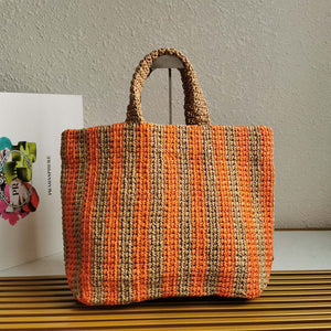 Prada 1BG392 Large Crochet tote bag Nature With Orange - Default Title - View 5