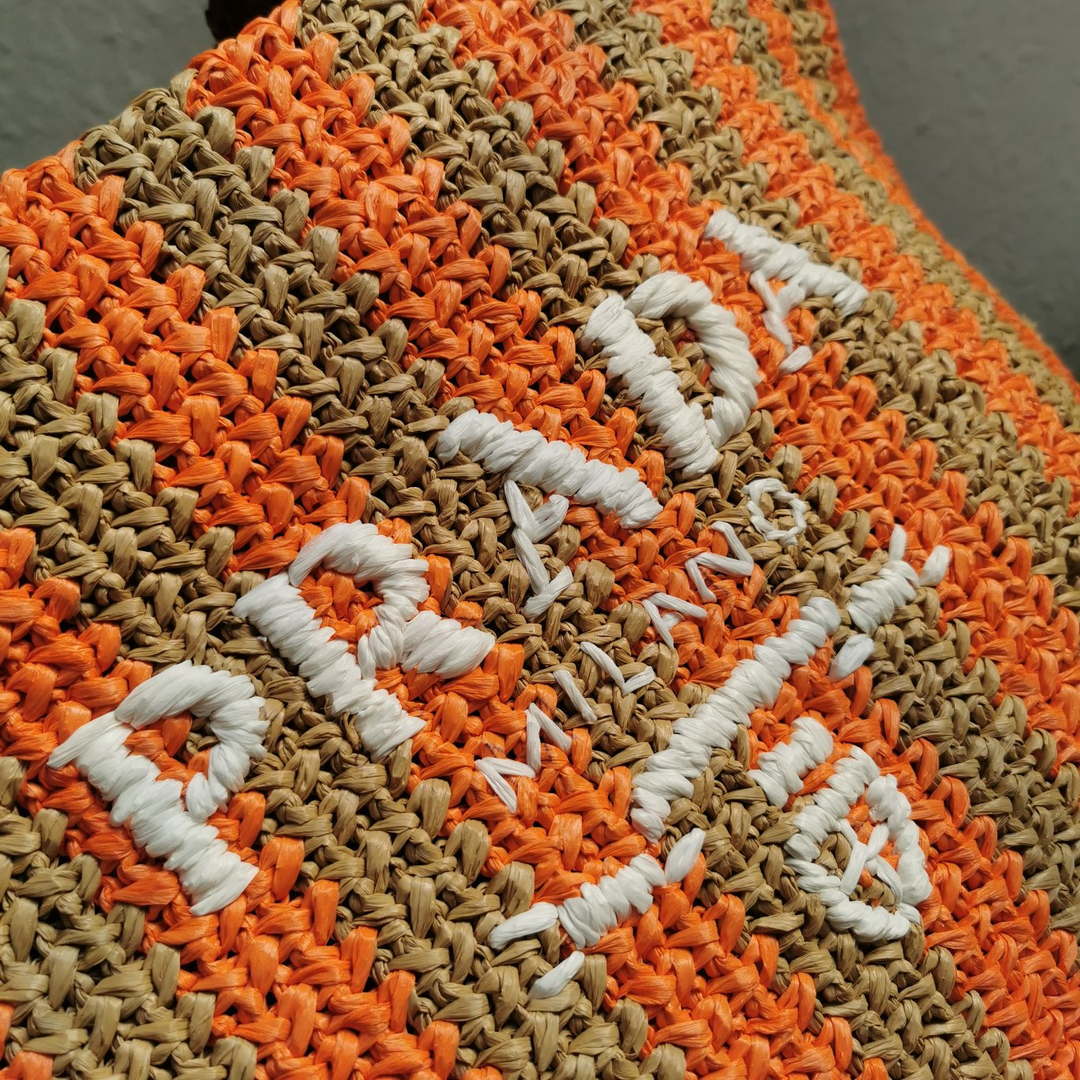 Prada 1BG392 Large Crochet tote bag Nature With Orange - Default Title - View 6