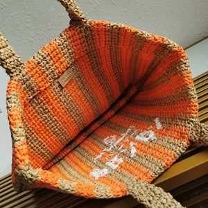 Prada 1BG392 Large Crochet tote bag Nature With Orange - Default Title - View 8