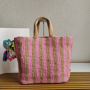Prada 1BG392 Large Crochet tote bag Nature With Pink - Default Title - View 3