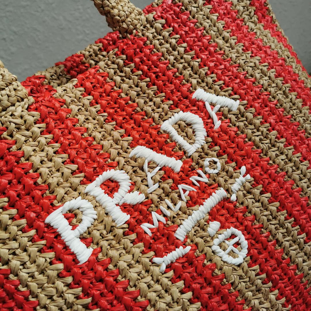 Prada 1BG392 Large Crochet tote bag Nature With Red - Default Title - View 5
