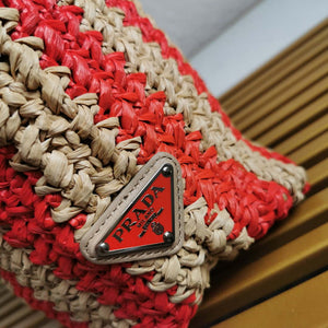 Prada 1BG392 Large Crochet tote bag Nature With Red - Default Title - View 6
