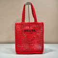 Prada 1BG393 Raffia tote bag Red - Default Title - View 1