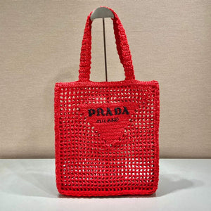 Prada 1BG393 Raffia tote bag Red - Default Title - View 1