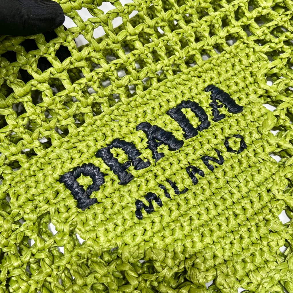 Prada 1BG393 Raffia tote bag Green