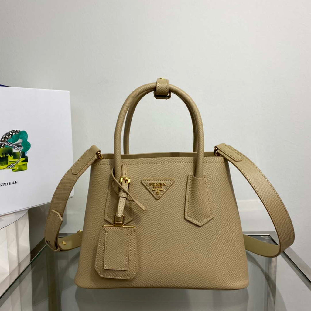 Prada 1BG443 Prada Double Saffiano leather mini bag Tan
