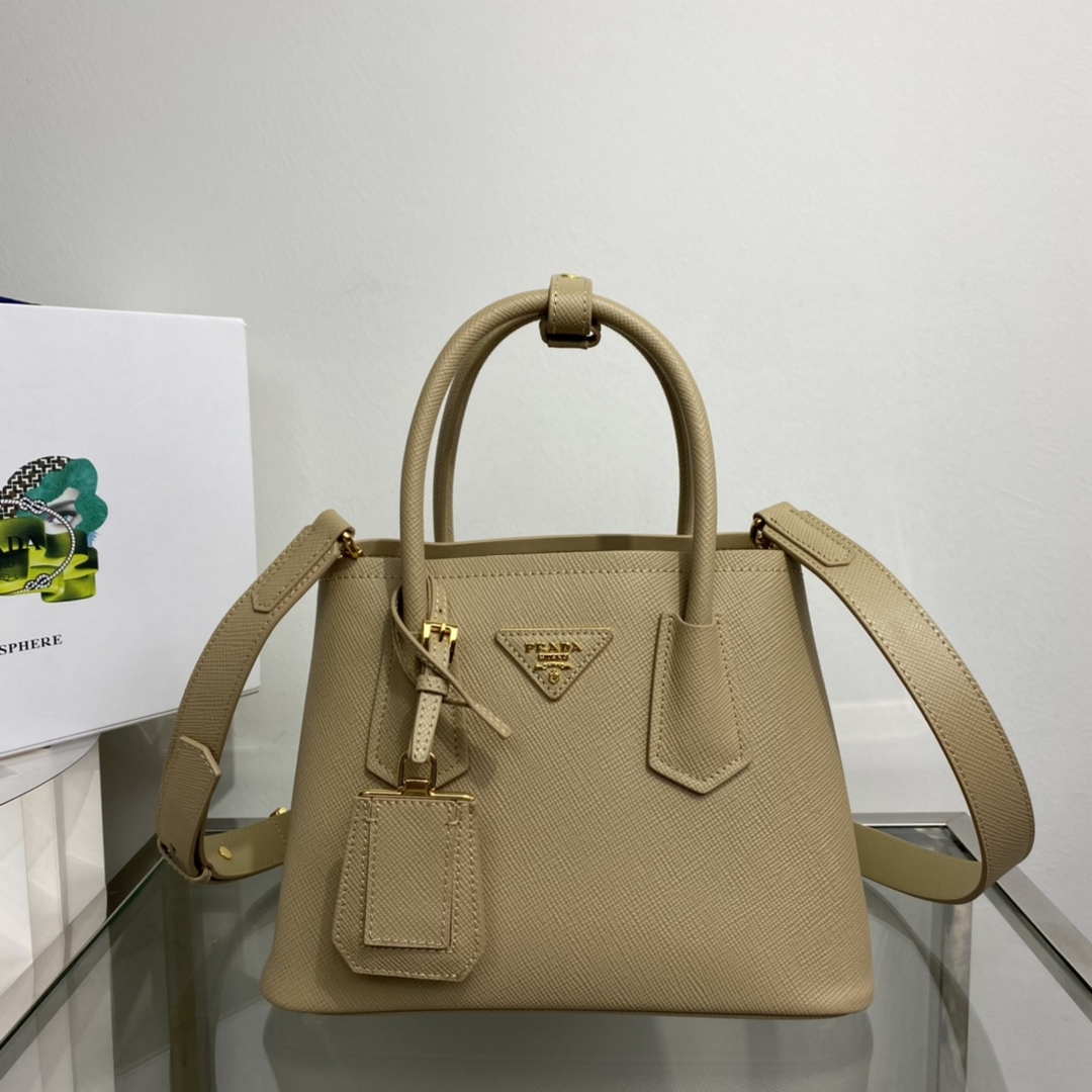 Prada 1BG443 Prada Double Saffiano leather mini bag Tan