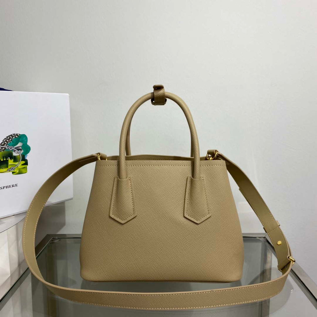 Prada 1BG443 Prada Double Saffiano leather mini bag Tan