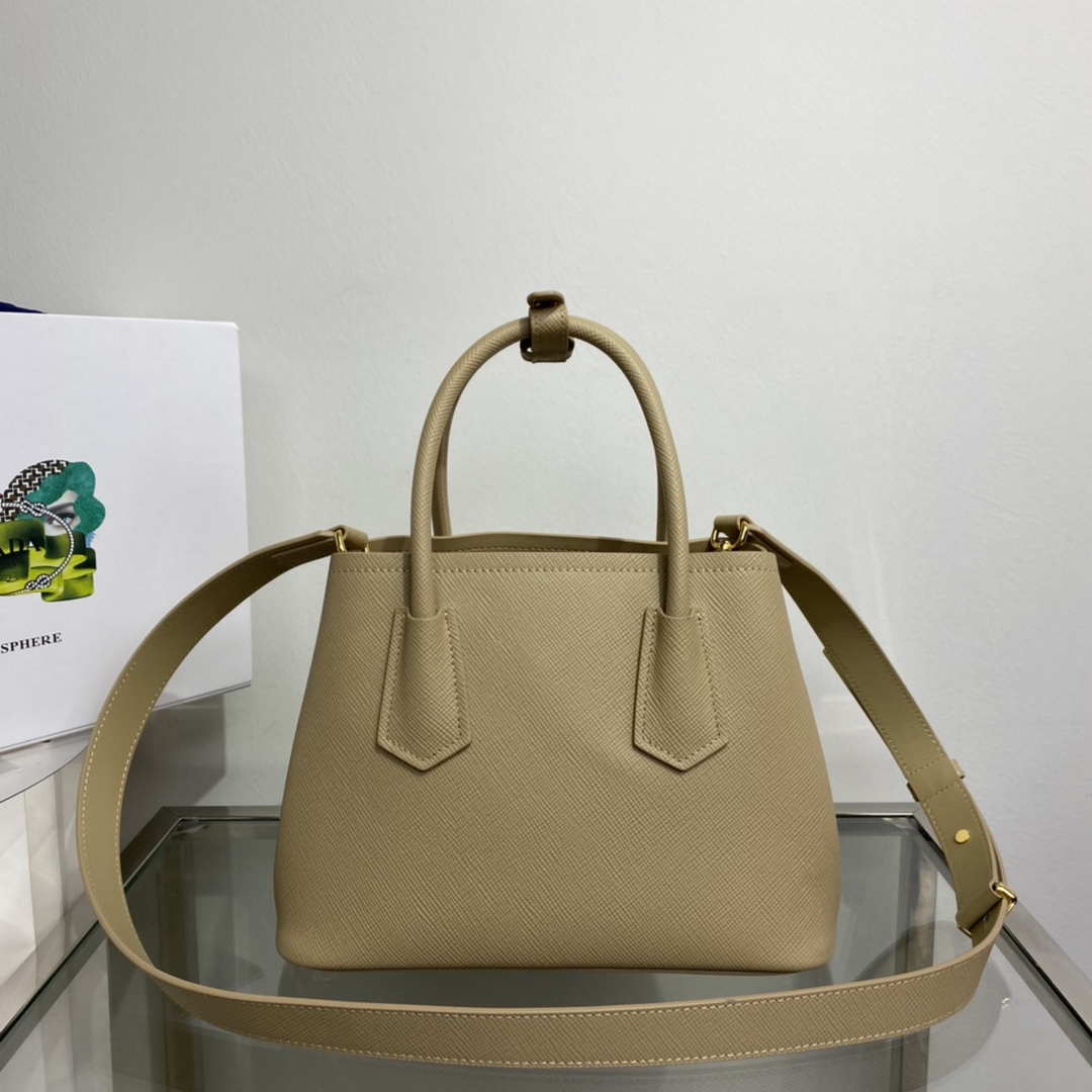 Prada 1BG443 Prada Double Saffiano leather mini bag Tan