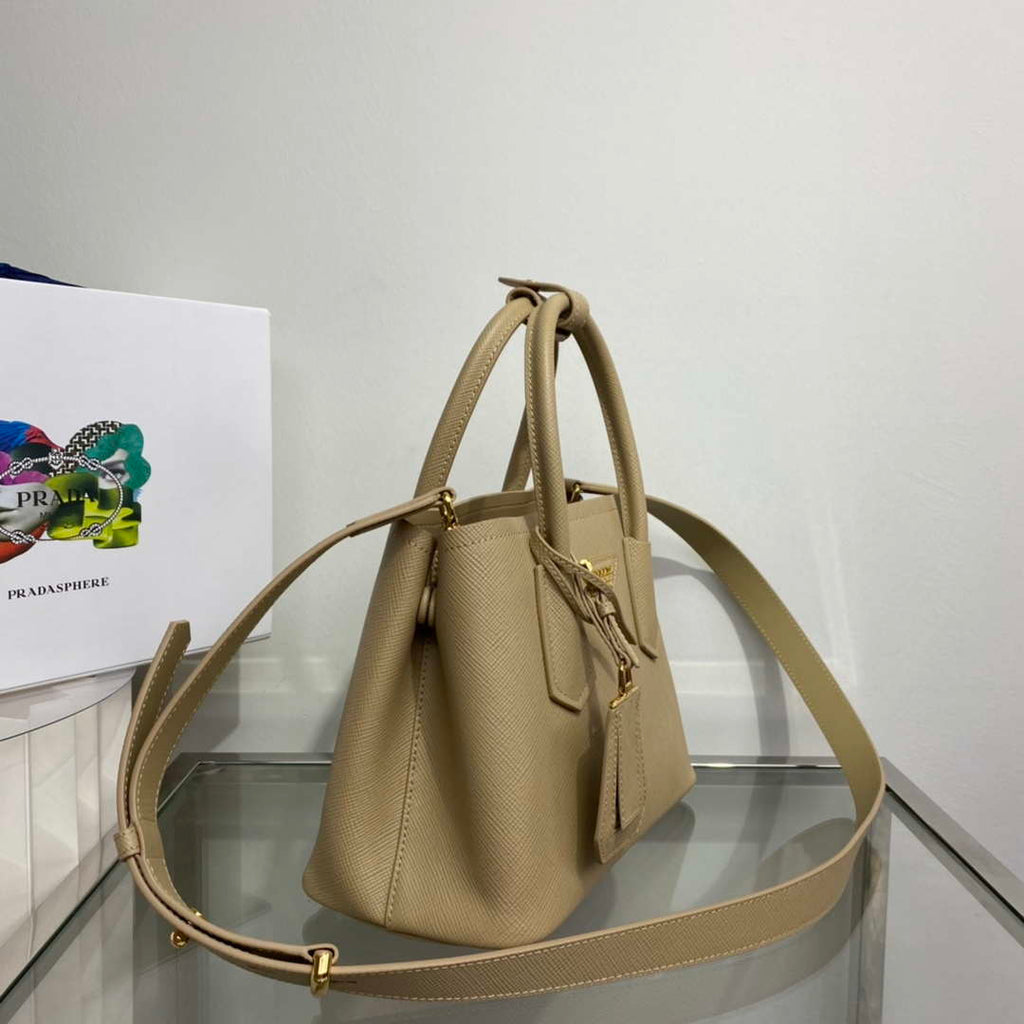 Prada 1BG443 Prada Double Saffiano leather mini bag Tan
