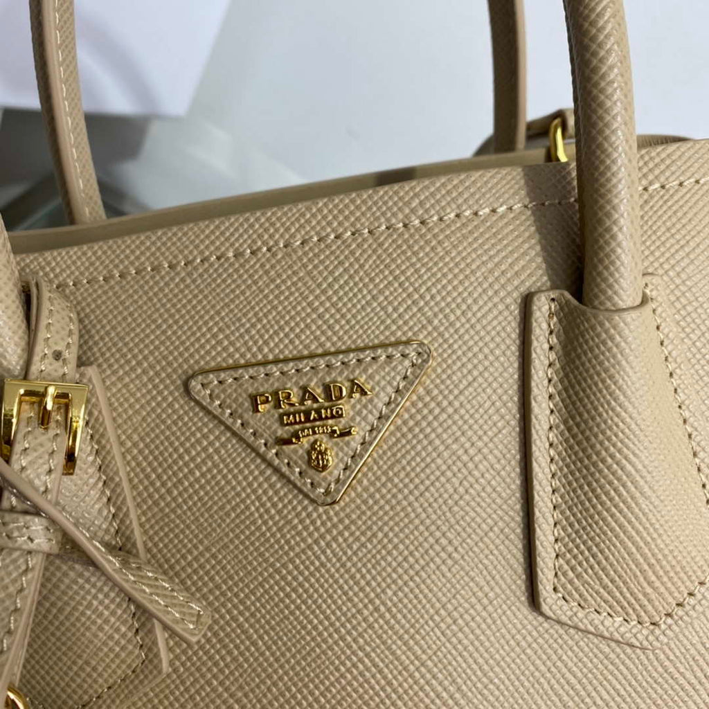 Prada 1BG443 Prada Double Saffiano leather mini bag Tan