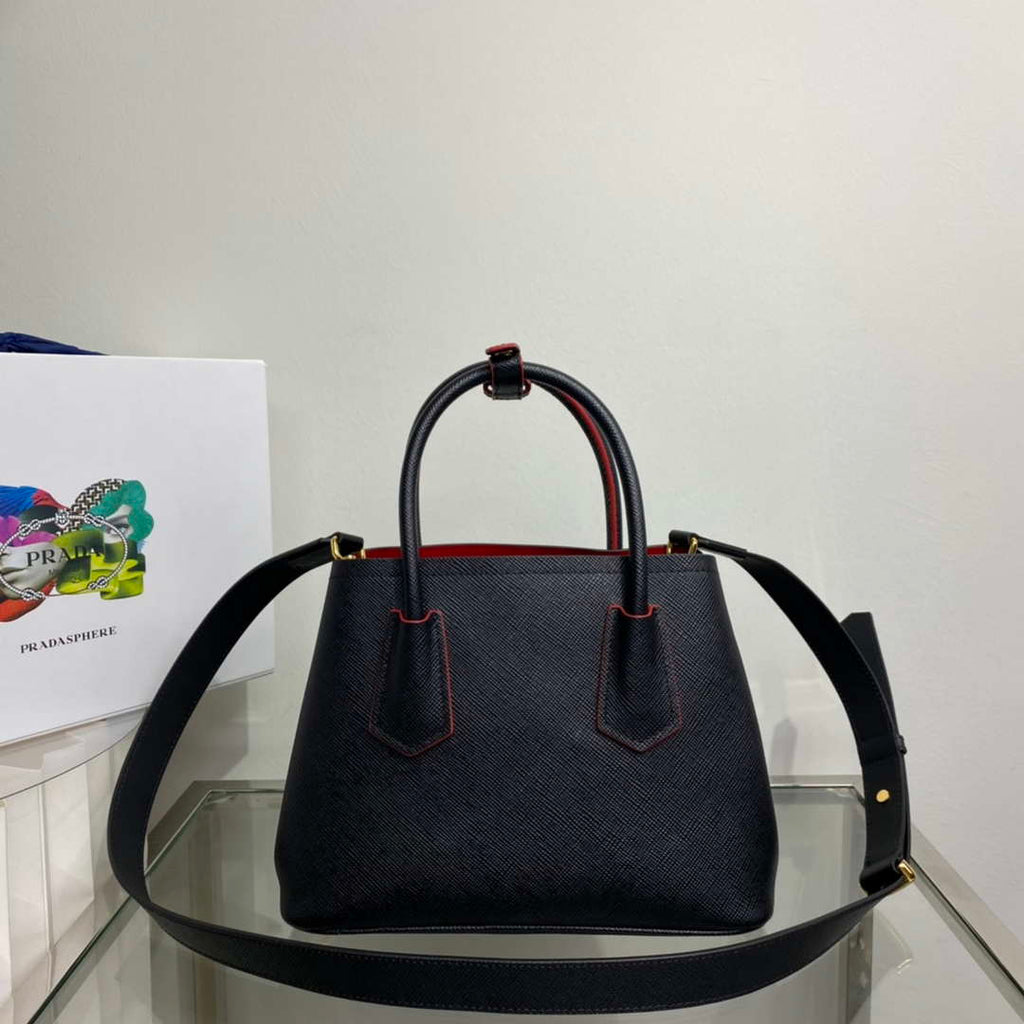 Prada 1BG443 Prada Double Saffiano leather mini bag Black