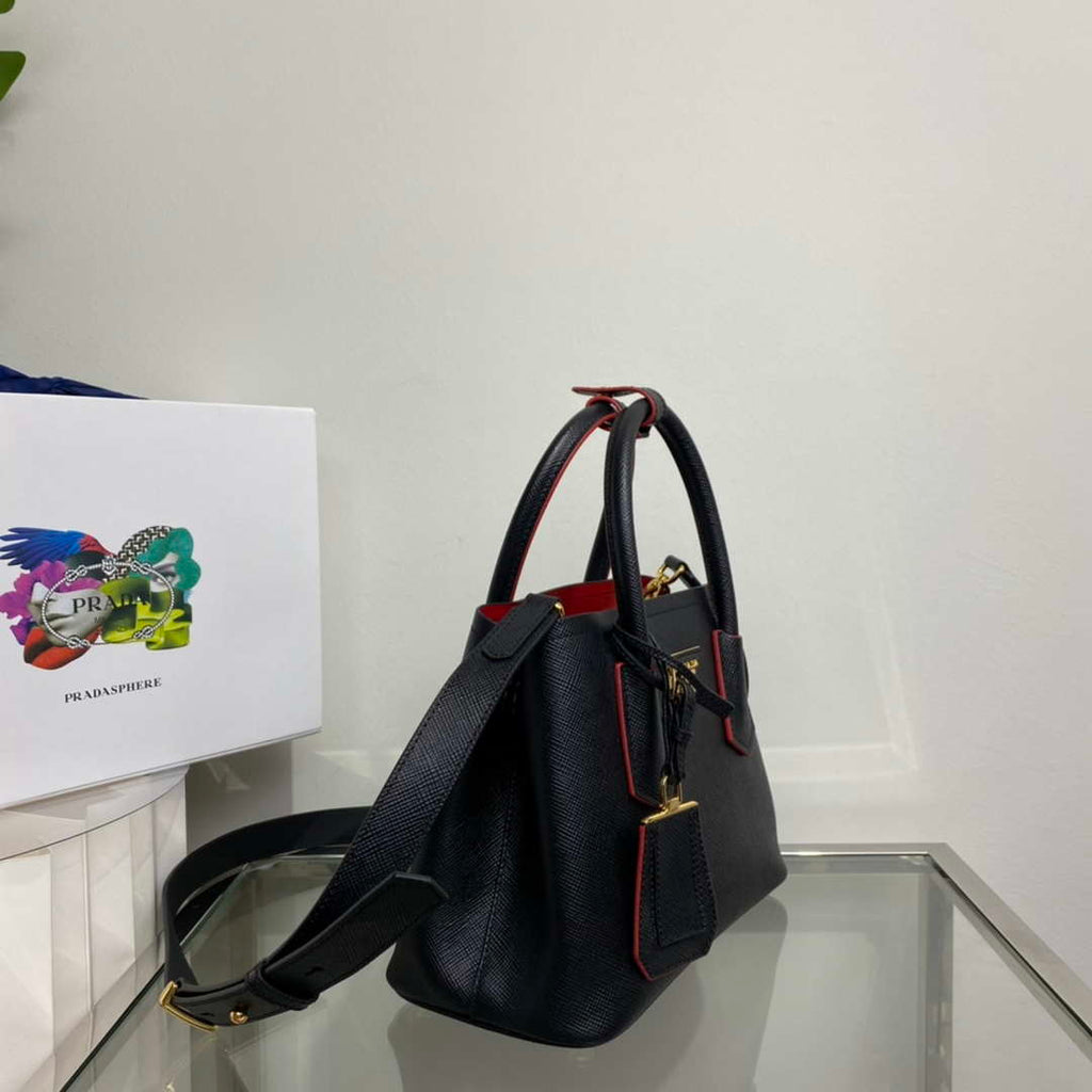 Prada 1BG443 Prada Double Saffiano leather mini bag Black