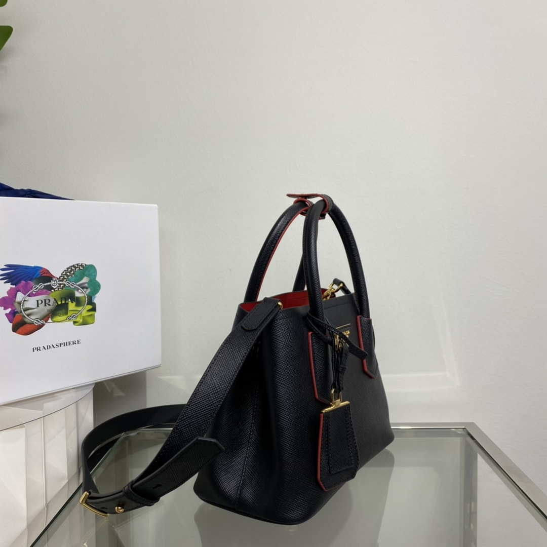 Prada 1BG443 Prada Double Saffiano leather mini bag Black