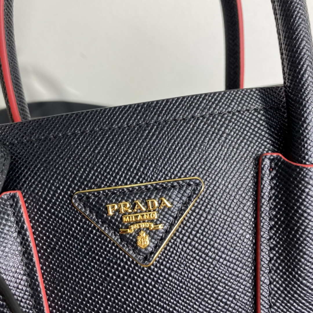 Prada 1BG443 Prada Double Saffiano leather mini bag Black
