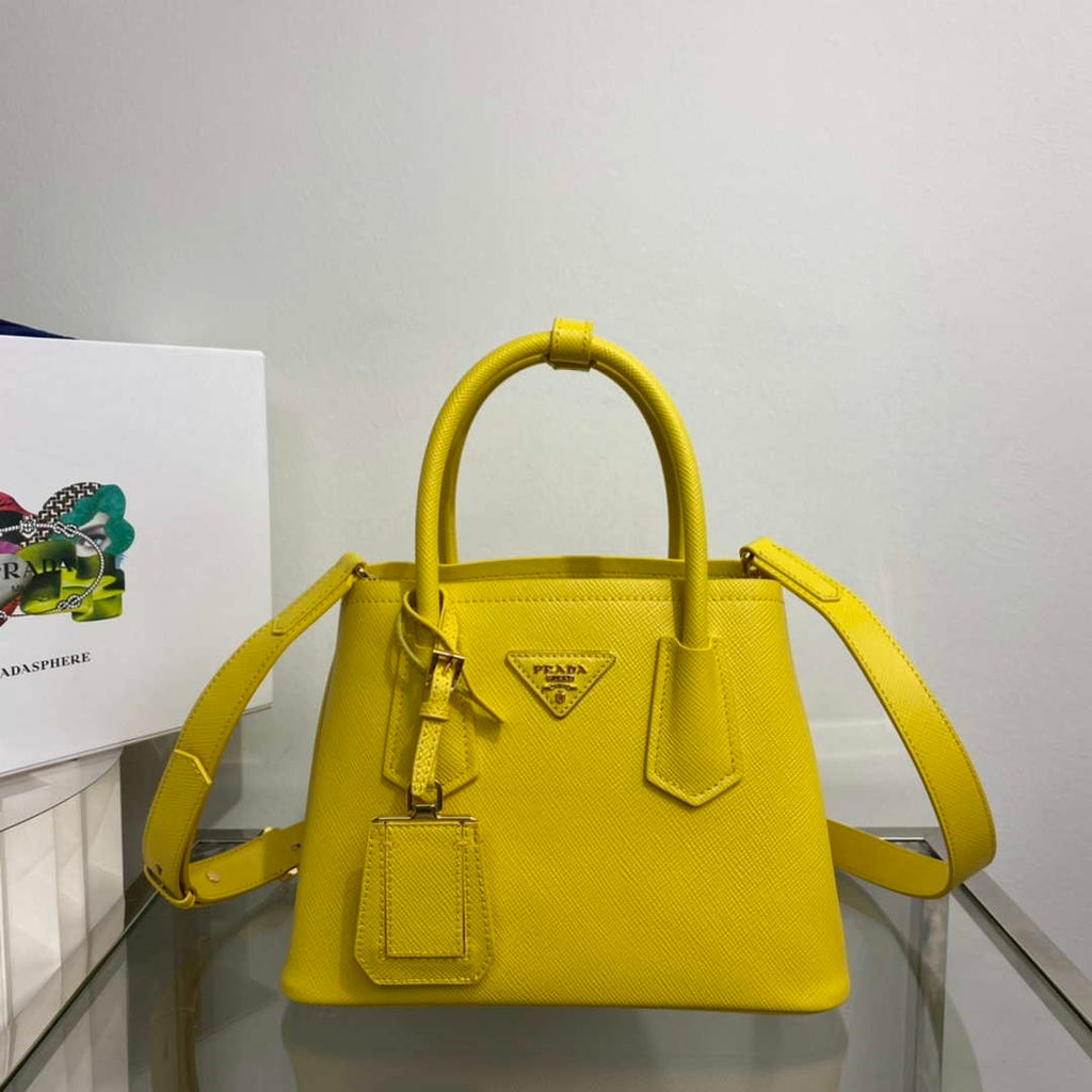 Prada 1BG443 Prada Double Saffiano leather mini bag Yellow