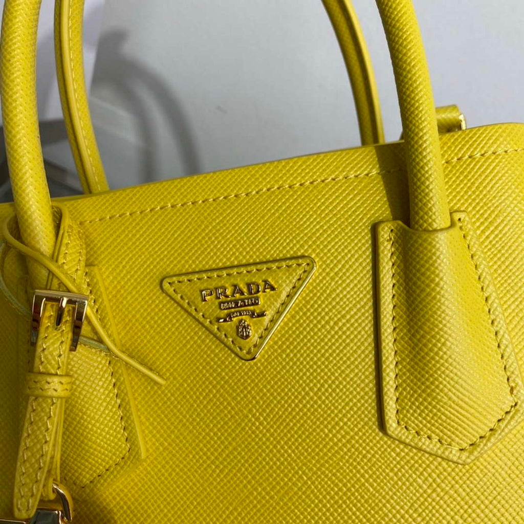 Prada 1BG443 Prada Double Saffiano leather mini bag Yellow
